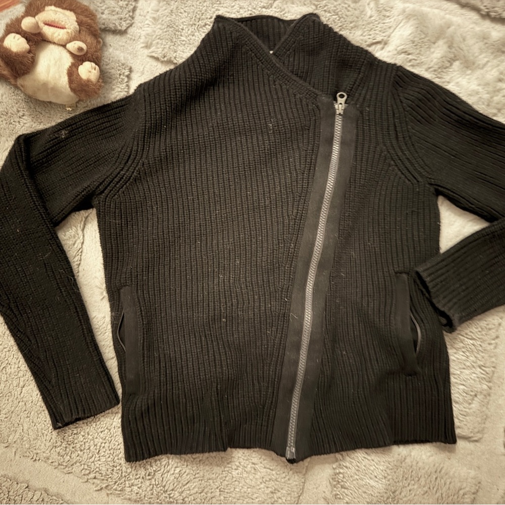 Athleta Asymetrical full zip merino wool Sweater